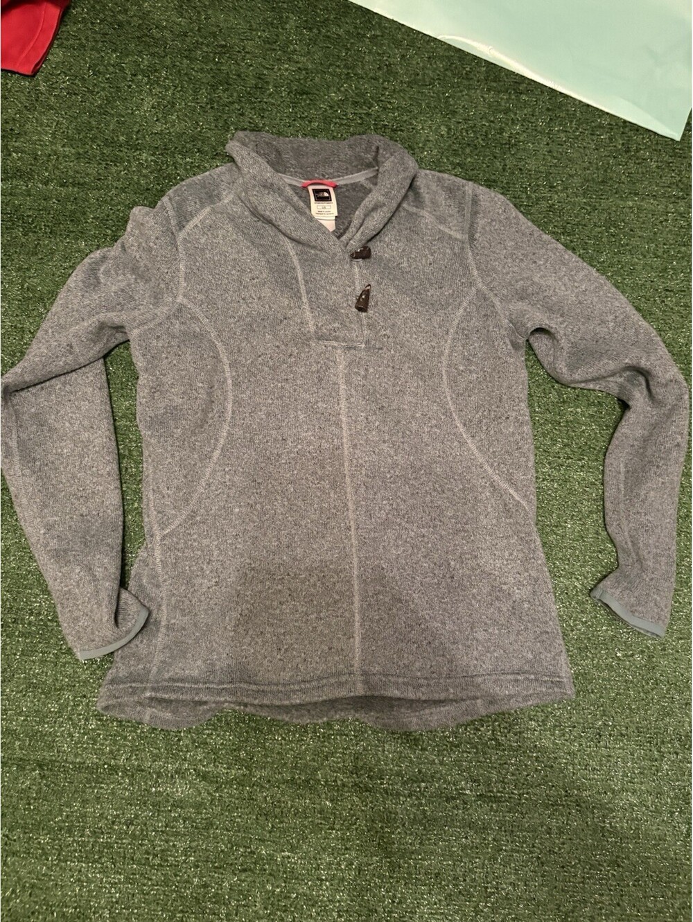 The North Face Women's Crescent Toggle Pullover Sweater Fleece Green Heather L